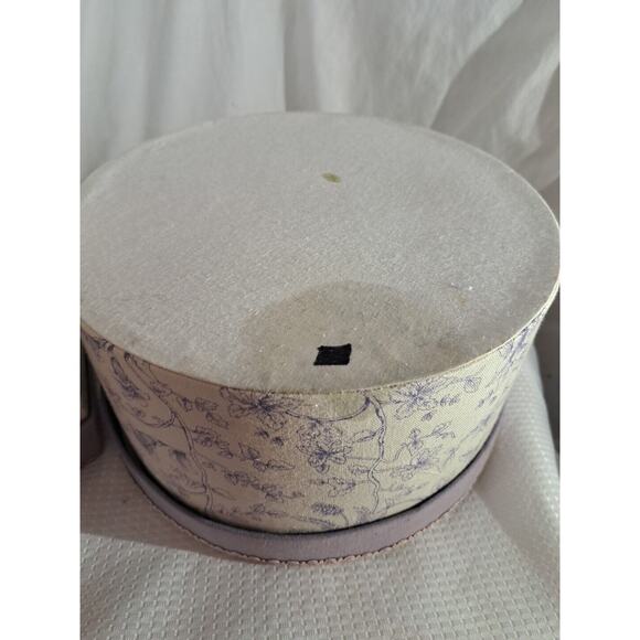 VTG Quilted Gift Box Set Sewing Trinket Box Quilted Floral Cream and Purple - Picture 12 of 12